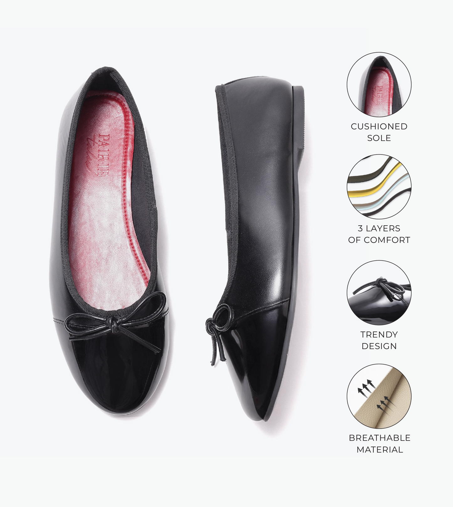 Classic Bow Detail Ballet Flats - Black