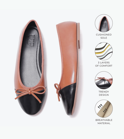 Classic Bow Detail Ballet Flats - Tan