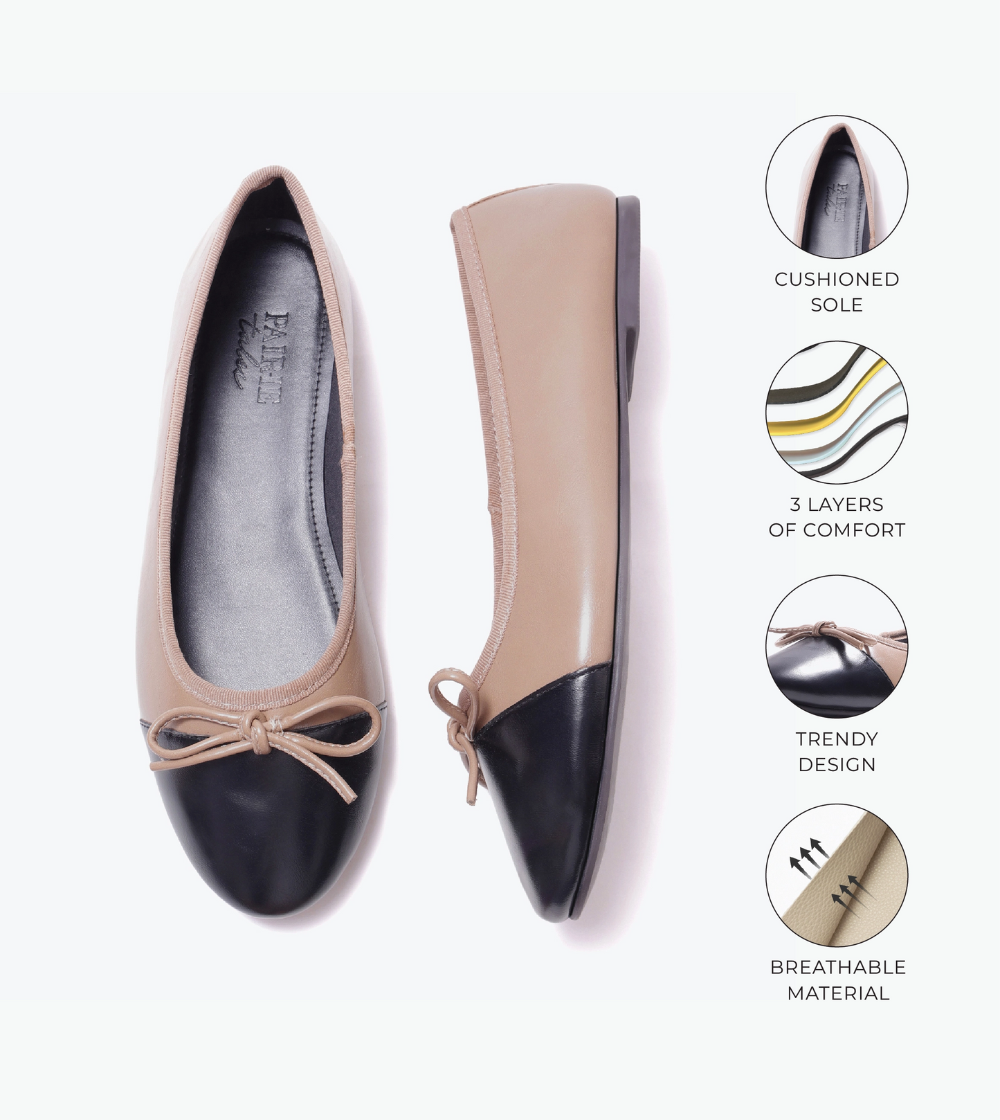 Classic Bow Detail Ballet Flats - Beige