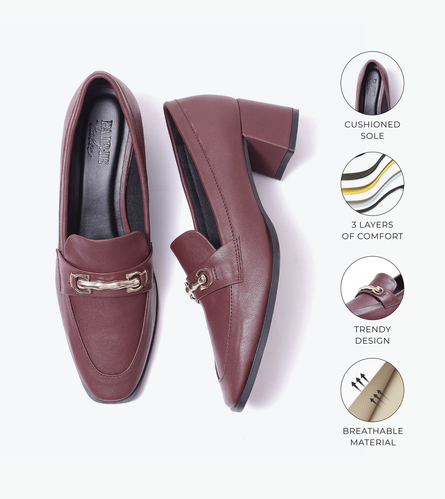 Chain Loafers Heels - Wine