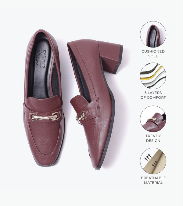 Chain Loafers Heels - Wine