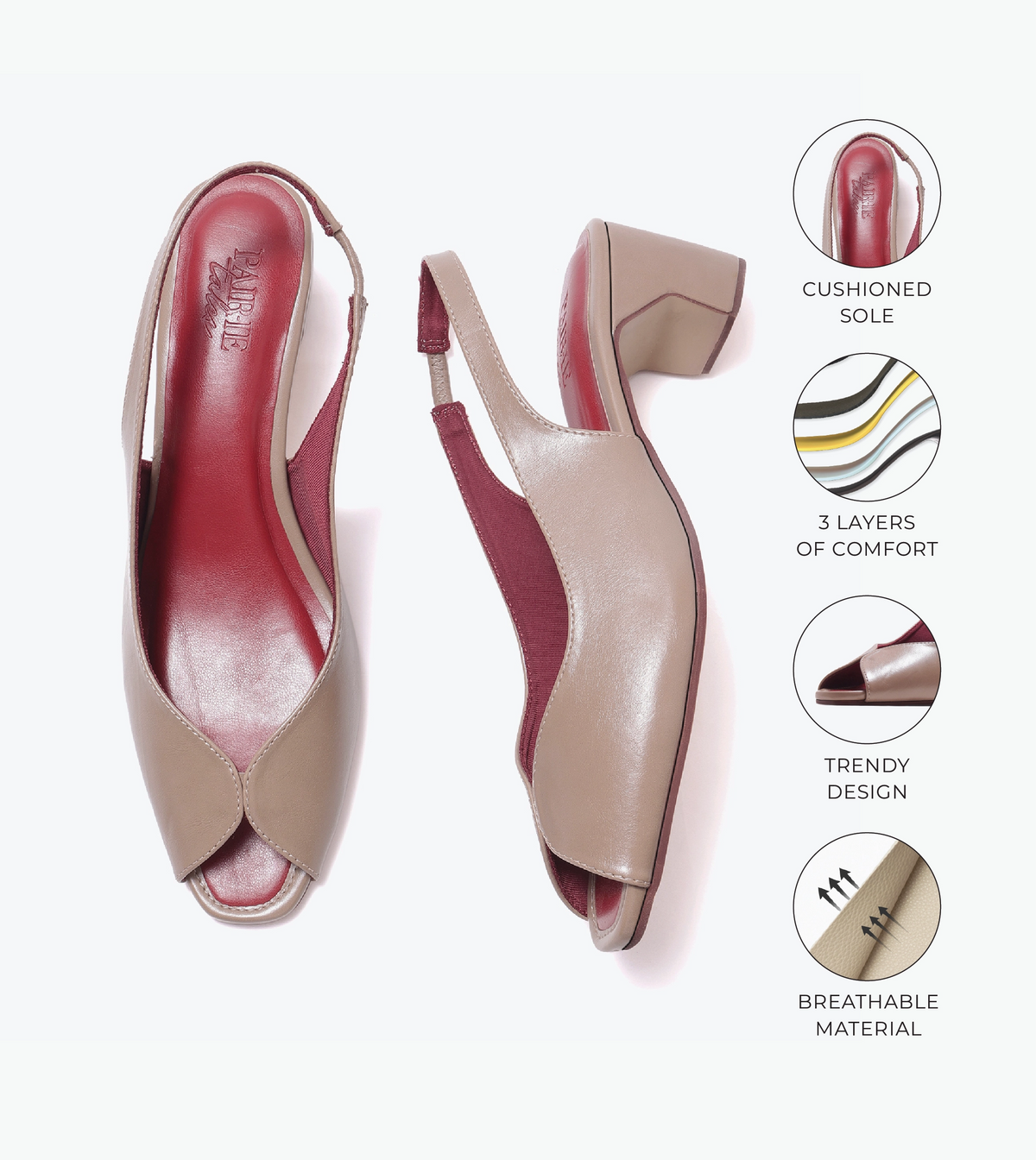 Sculpted Slingback Heels - Beige