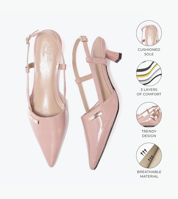 Contour Slingback Heels - Nude
