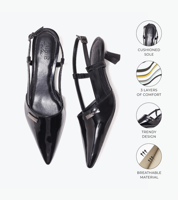 Contour Slingback Heels - Black