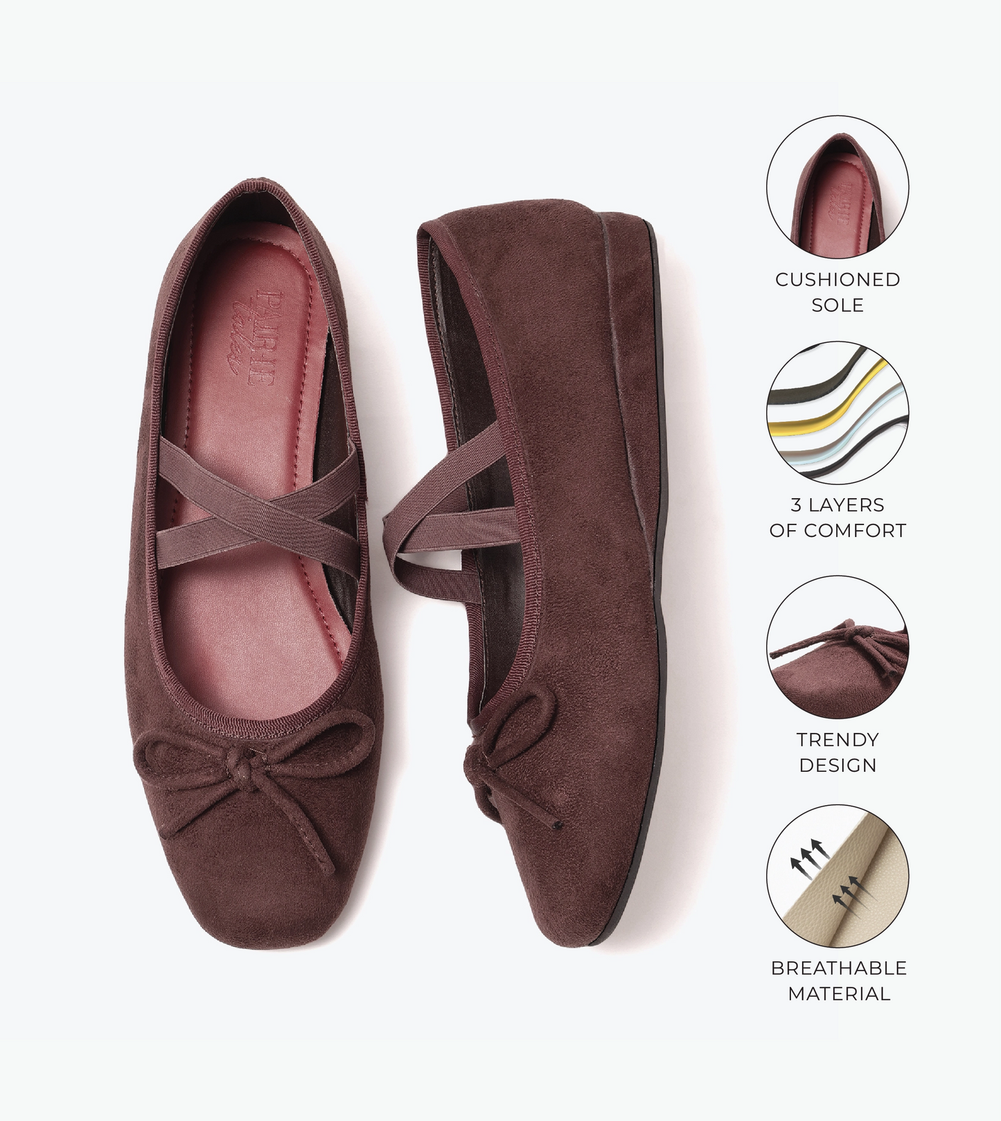 Velvet Mary Jane Flats - Brown