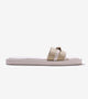 Raffia Slide Flat Sandals With Bamboo Adornment - White