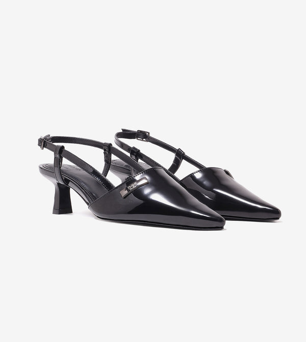 Contour Slingback Heels - Black