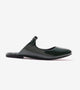 Patent Mules Flats - Dark Green