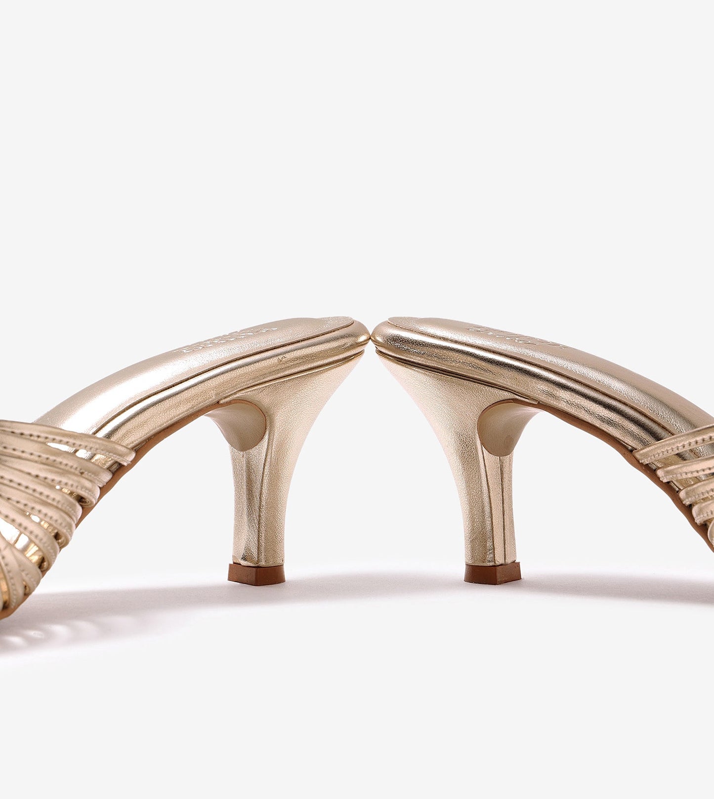 Knotted Strap Stiletto Mule Heels - Gold
