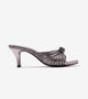 Knotted Strap Stiletto Mule Heels - Gunmetal