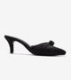 Knotted Pointed Toe Suede Heels - Black