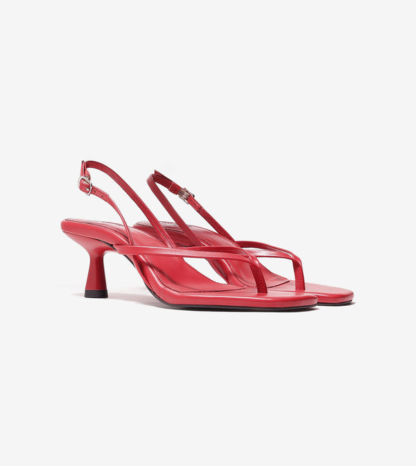 V- strap Slingback Heels - Red