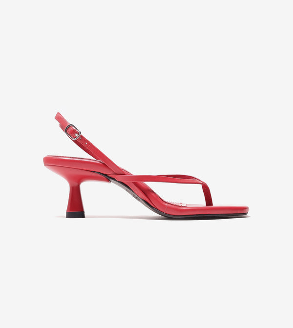 V- strap Slingback Heels - Red