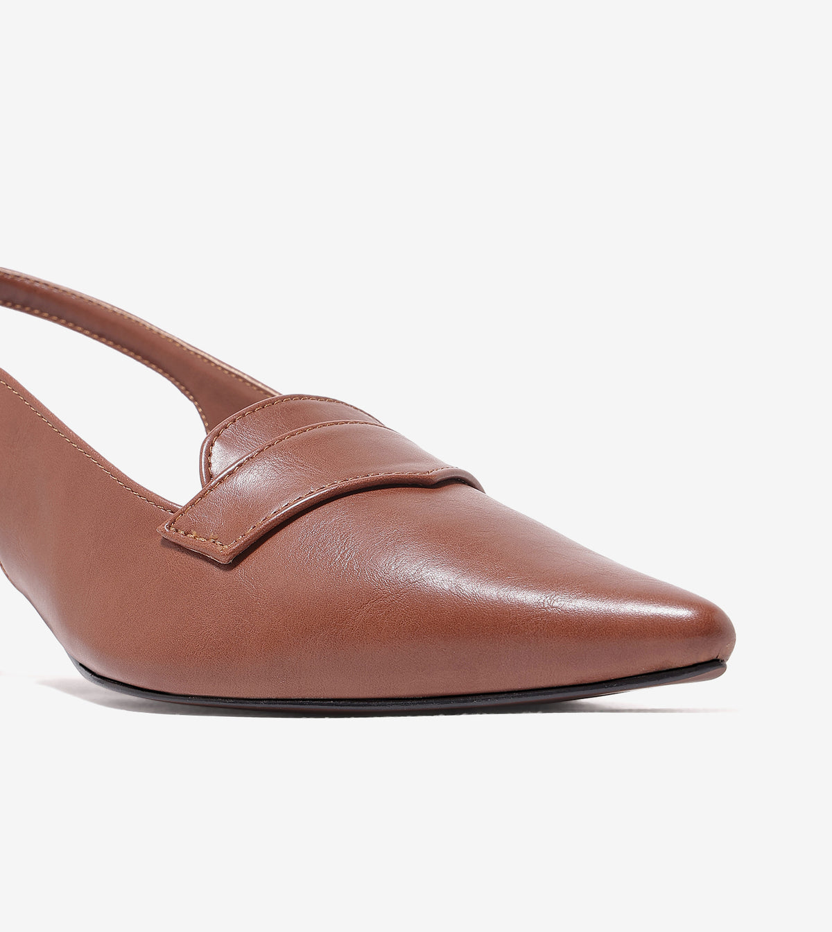 Saddle Strap Slingback Heels - Tan