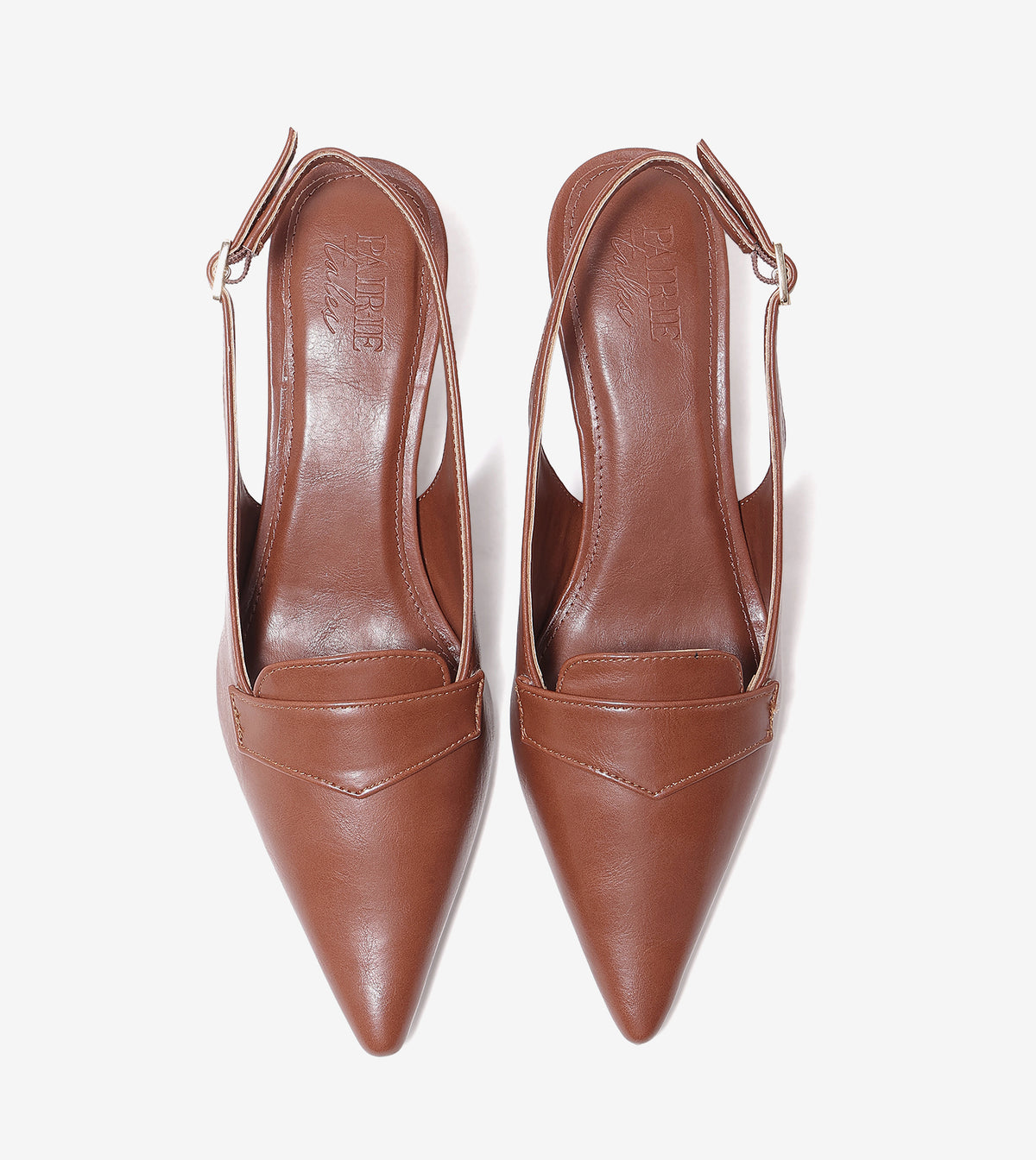Saddle Strap Slingback Heels - Tan