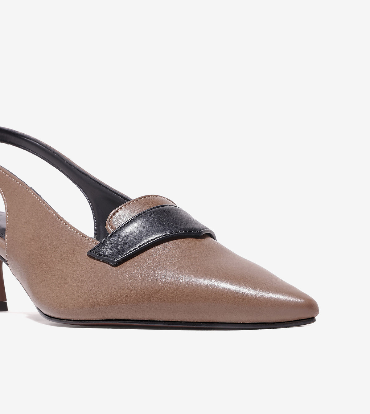 Saddle Strap Slingback Heels - Taupe