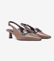 Saddle Strap Slingback Heels - Taupe