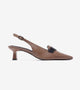 Saddle Strap Slingback Heels - Taupe