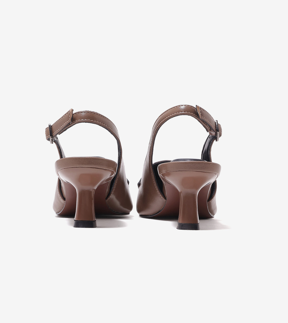 Saddle Strap Slingback Heels - Taupe