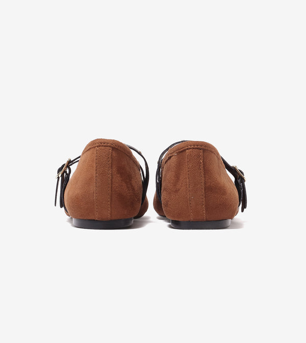 Studded Double-Strap Mary Janes - Tan