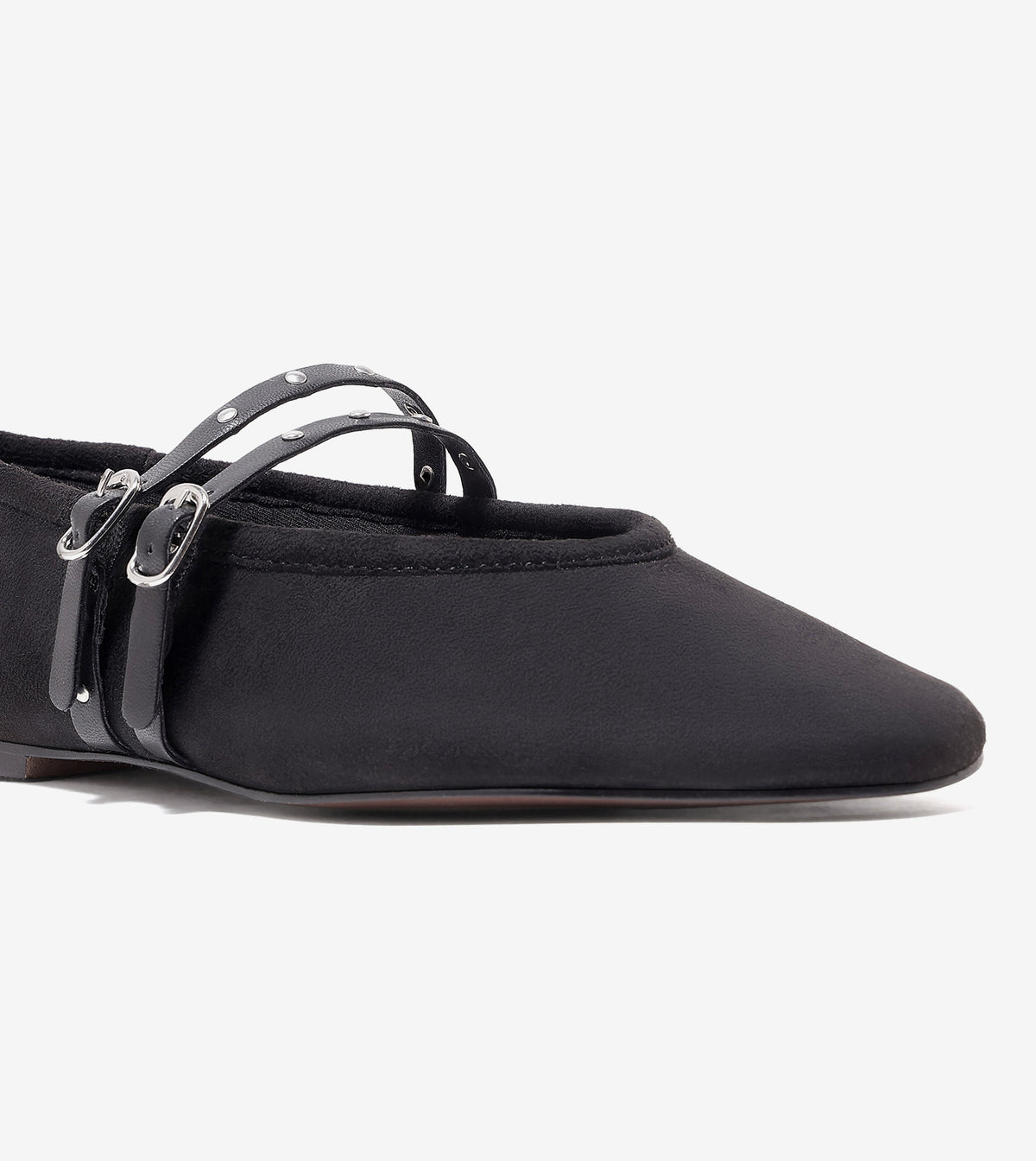 Studded Double-Strap Mary Janes - Black