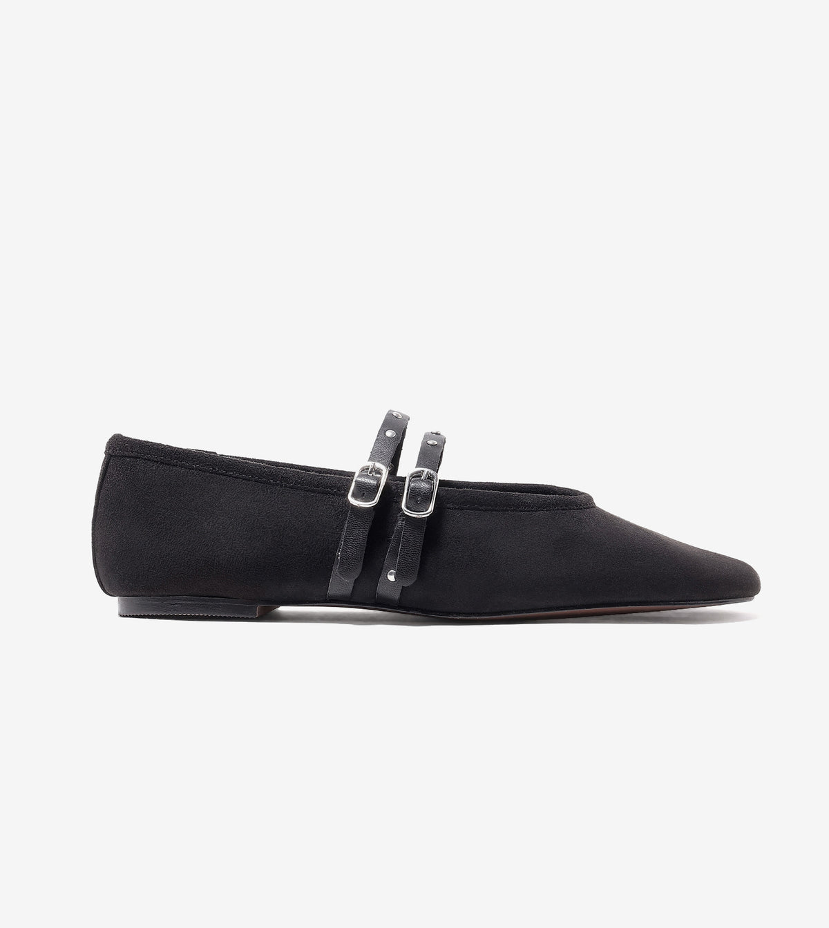 Studded Double-Strap Mary Janes - Black