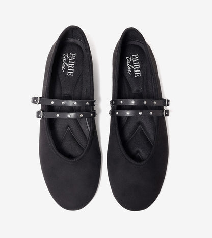 Studded Double-Strap Mary Janes - Black