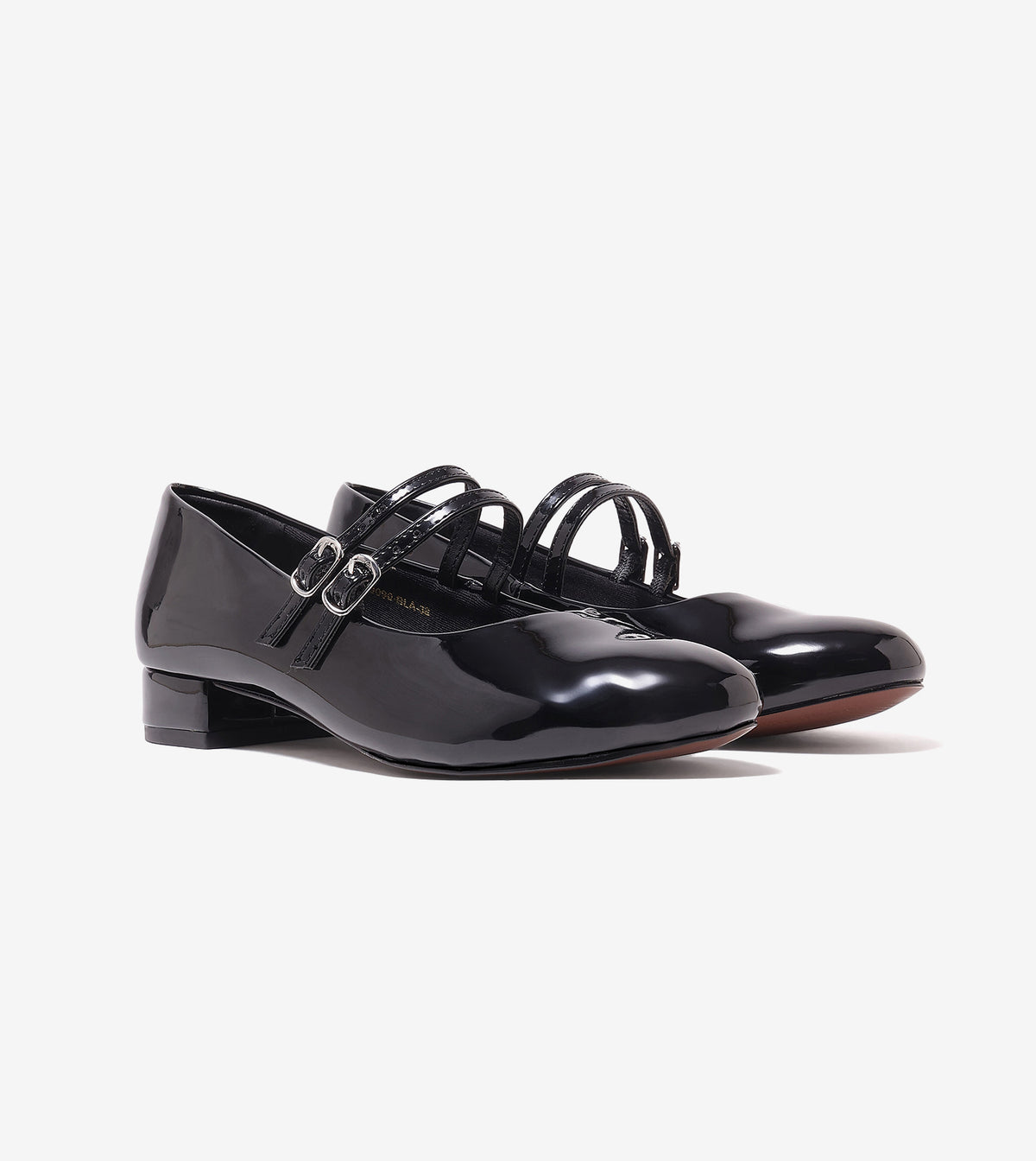 Double-Strap Mary Jane Heels - Black