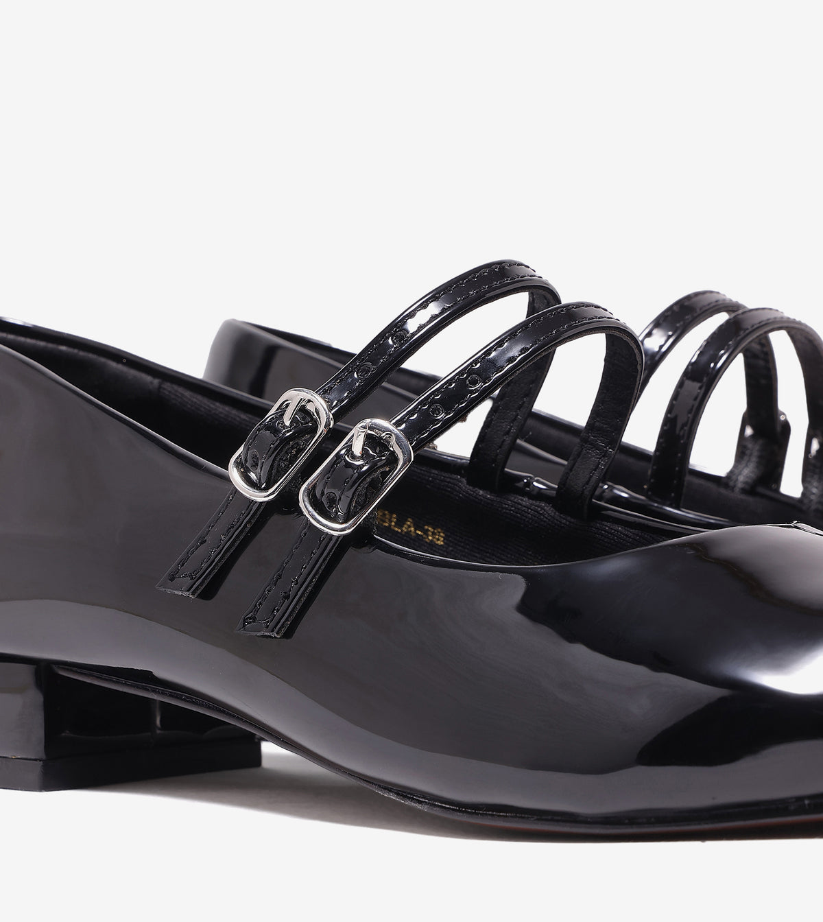 Double-Strap Mary Jane Heels - Black