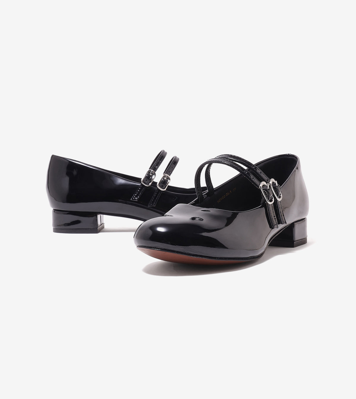Double-Strap Mary Jane Heels - Black