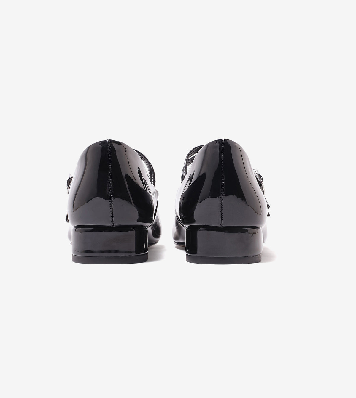 Double-Strap Mary Jane Heels - Black