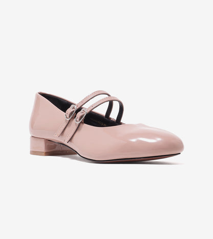 Double-Strap Mary Jane Heels - Nude