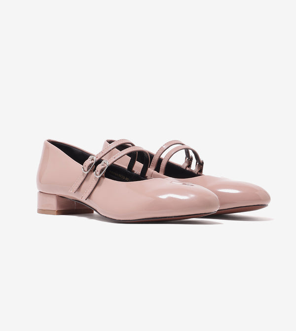 Double-Strap Mary Jane Heels - Nude