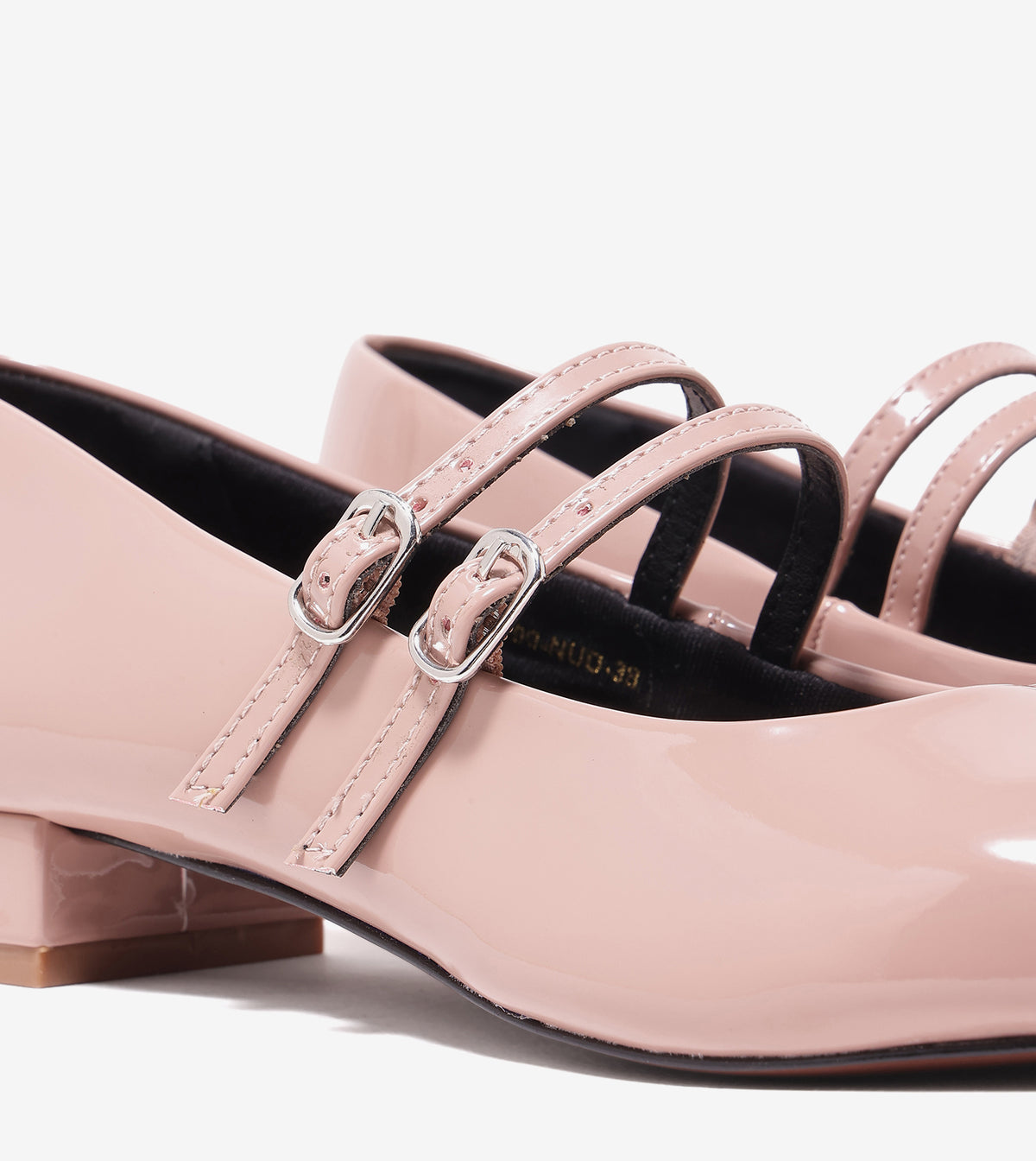 Double-Strap Mary Jane Heels - Nude