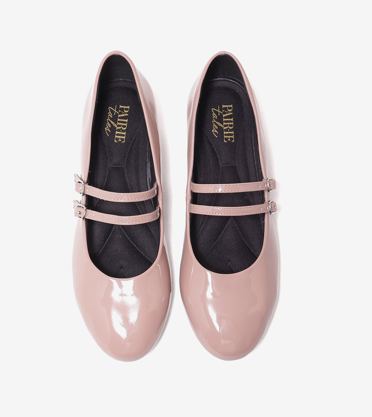 Double-Strap Mary Jane Heels - Nude