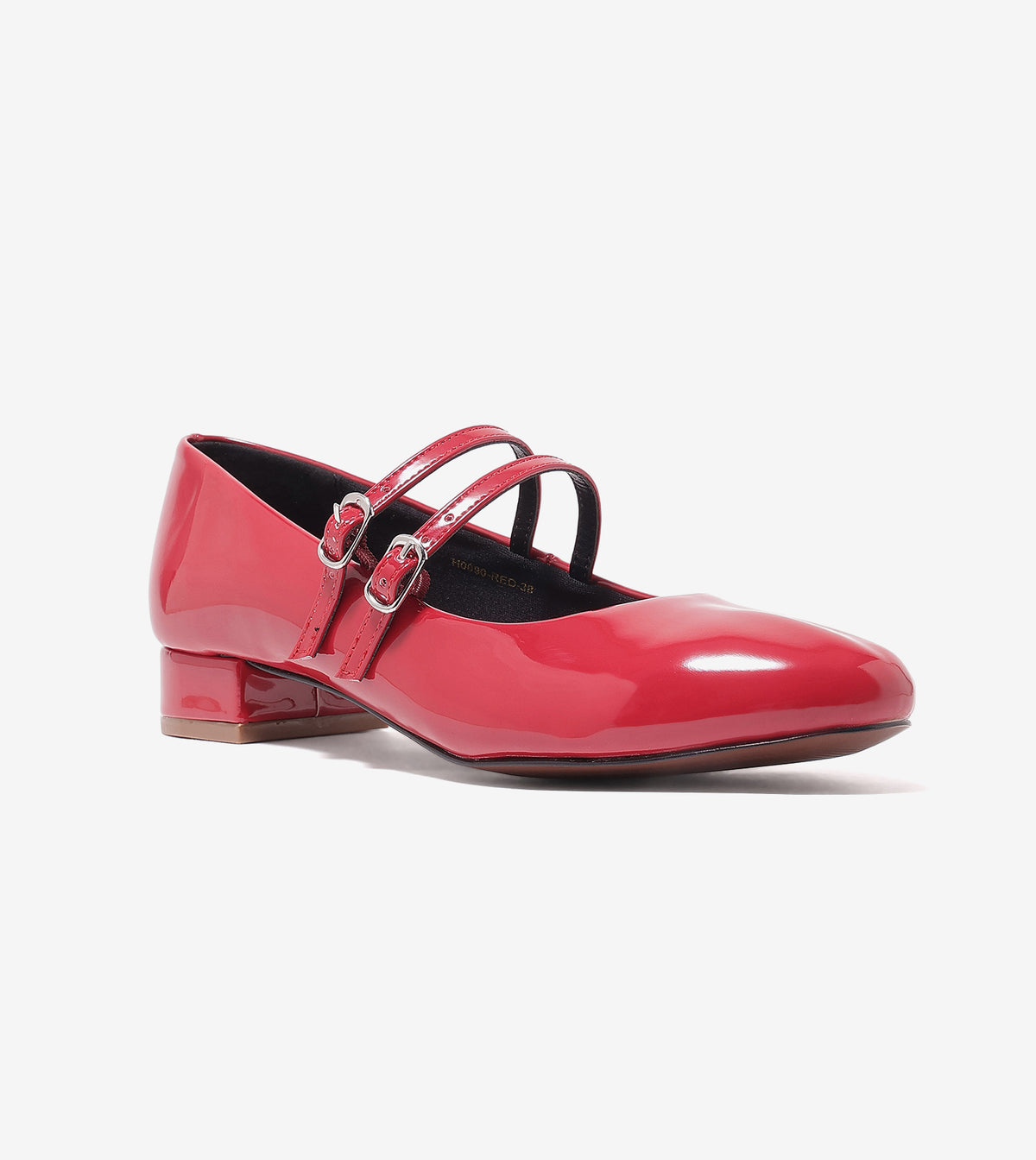 Double-Strap Mary Jane Heels - Red
