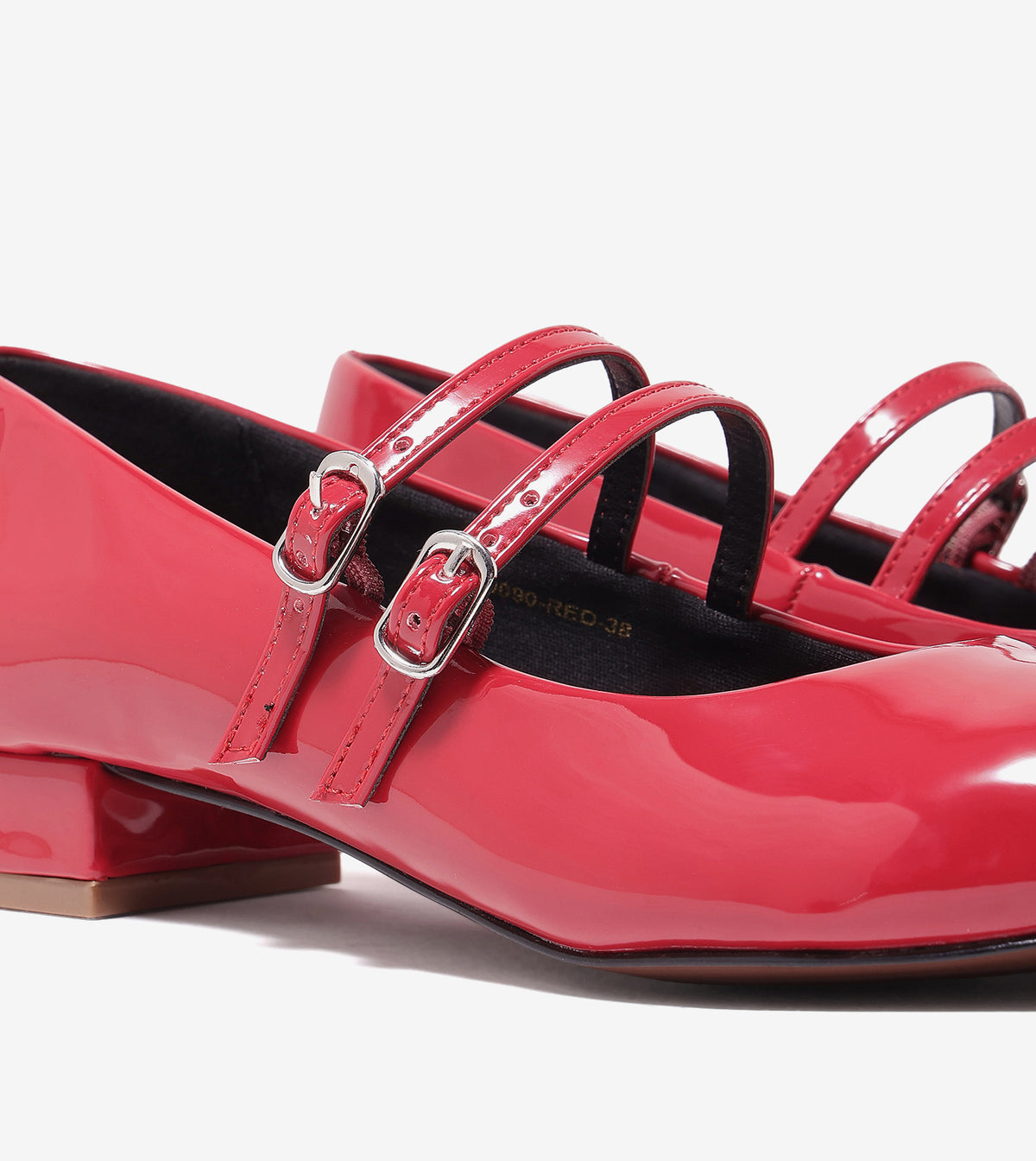 Double-Strap Mary Jane Heels - Red