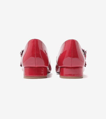 Double-Strap Mary Jane Heels - Red