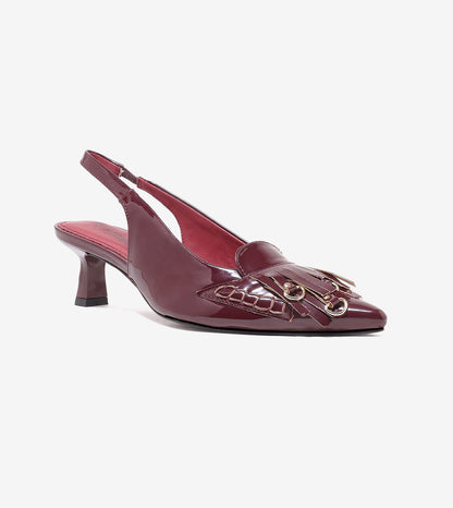 Atelier Fringe Slingback Heels - Wine