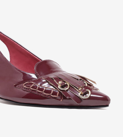 Atelier Fringe Slingback Heels - Wine