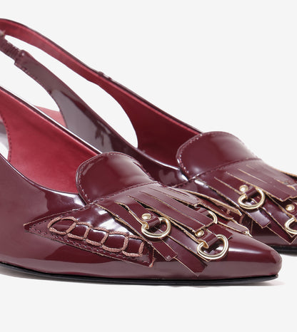 Atelier Fringe Slingback Heels - Wine