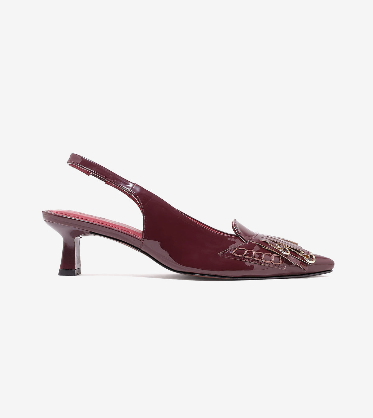 Atelier Fringe Slingback Heels - Wine