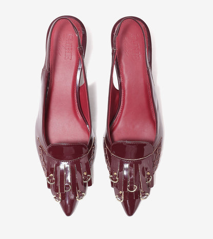 Atelier Fringe Slingback Heels - Wine