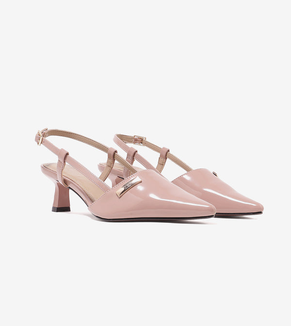 Contour Slingback Heels - Nude