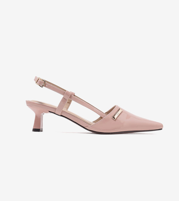 Contour Slingback Heels - Nude