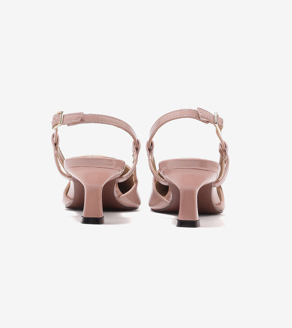 Contour Slingback Heels - Nude