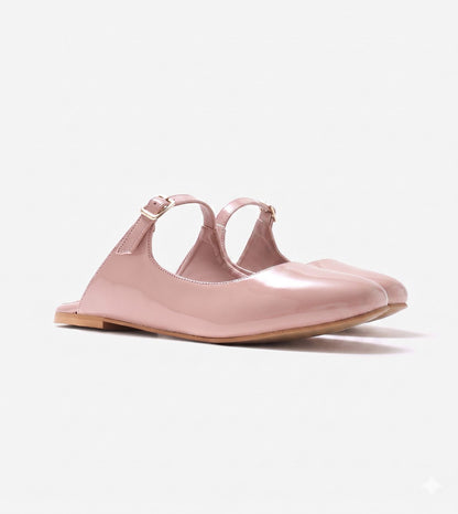 Patent Mules Flats - Nude