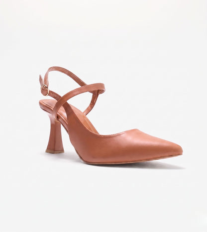 Pointed Slingback Heels - Tan