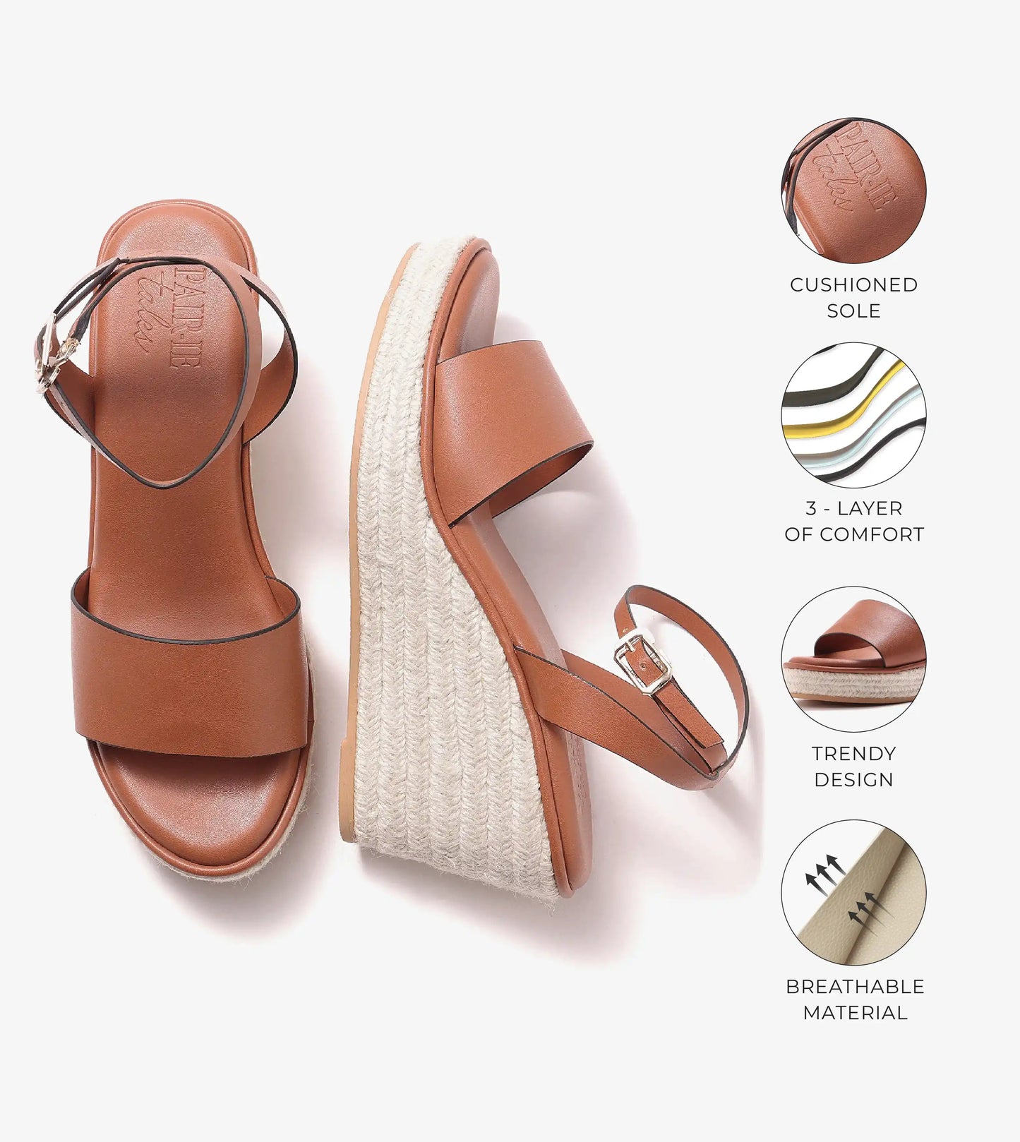 Ankle Strap Espadrille Wedges - Tan