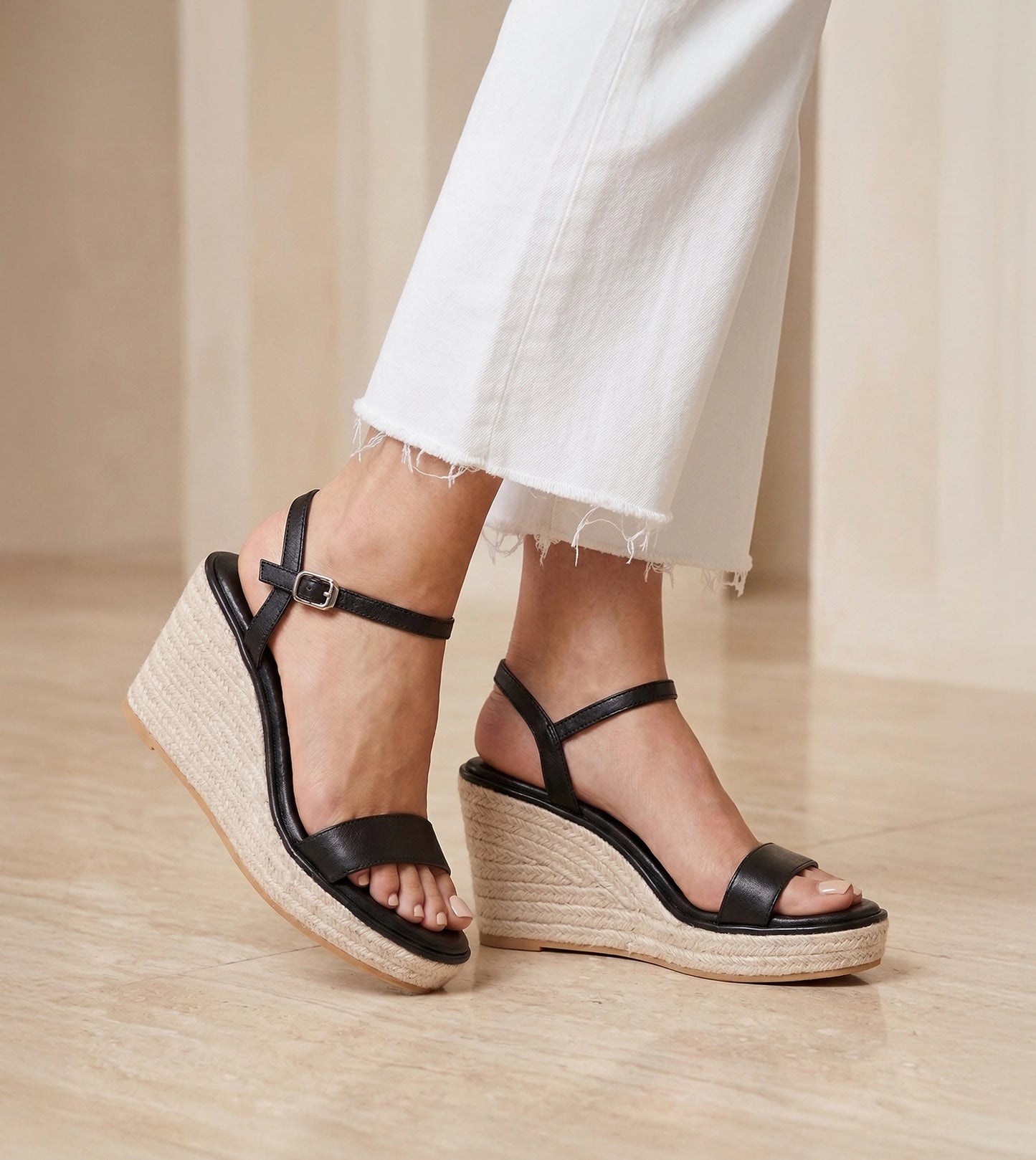 Espadrille Wedges - Black